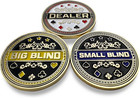 Set Of 3 Metal Poker Buttons - Dealer Button  Big Blind And Small Blind