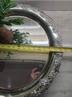 Vintage Large 21    Round Tray Silverplate Roses Floral Pattern Waiter Tray