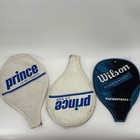 Vintage Tennis Racquet Covers Lot  Prince Head Wilson  5pc Assorted  Blue  White
