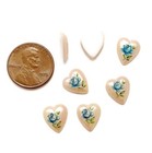 12 Vintage Japan Glass Blue Rose 11mm Pearlized Heart Cameo Cabochons 392
