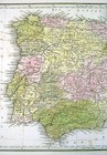 1835 Bradford Map - Spain   Portugal - Lisbon Madrid Barcelona Toledo Gibraltar