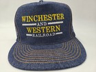 Vintage Winchester   Western Railroad Denim Mesh Trucker Snapback Hat Cap Train