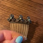 Pair Of Vintage Silver Hair Combs With Stones Set Of 2 Purple Green