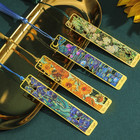 1pc Retro Floral Metal Bookmark With Tassel Elegant Hollow Bronzing Design - New