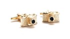 Photographer Gift Cufflinks Camera Gold Black Enamel Camera Photography