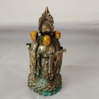 Vintage Tibetan Brass Buddhist Monk 4 Face Disciples Guanyin Figurine Statue