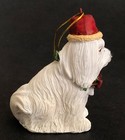 Maltese Dog Christmas Ornament Luv A Pet 2010 Pets Mart Santa Hat Holly Bow