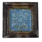 Vintage Blue Glazed Ceramic Fireplace Stove Tile 9 25    Floral Star Relief 4 2 Lb