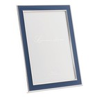 5x7 Blue Enamel Picture Frame Silver Metal Contemporary Design With Backing