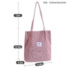 Corduroy Tote Bag For Women Washable Foldable Travel Bag With Inner Pockets F   