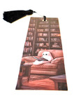 Cozy Ghost Reading Bookmark With Black Tassel  Cute Spooky Library Gift