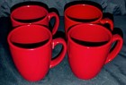 Corelle Coordinates Stoneware Mugs coffe Cups Red 10 Oz Mugs Set Of 4