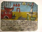 Vtg Large Hp Mexican Tin Retablo  San Pascual Bailon Kitchen Saint  Dated 1909