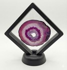Purple Agate Slice Geode Polished Crystal Specimen W  Floating Frame Display