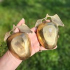 Vintage Pair Brass Apple Trinket Dish Set Of 2 Made In India Solid Brass Bowl