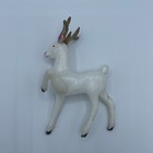 Vintage Japan Celluloid Large Plastic Prancing Deer Reindeer White 4 5    Leg Up