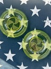 Vintage Vaseline Glass 5 Inch Saucer With Geometric Dot Pattern