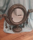 Elegant Antique Elephant Adorned Vanity Makeup Mirror Metal Frame Adjustable