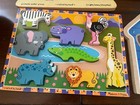 Wooden Chunky Peg Puzzle Lot 4 Melissa   Doug Zoo Animals Pets Pooh Bear Shapes