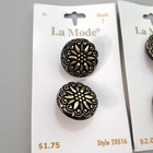 Vintage La Mode Sewing Buttons On Card Black Gold Taiwan 7 8    1  Lot Of 2 Nos