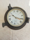 Vintage Solid Brass W  Beveled Glass Ship s Time Clock Porthole Nautical Roman  
