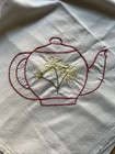 2x Hand Embroidered Retro Farmhouse Flour Sack Towels 30   x38    Coffee Tea