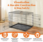 Dog Crate Kennel  24 Inch Metal Pet Cage Double Door W divider Panel  Folding Tr