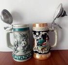 Lot Of 2 Vintage German Mini Beer Steins W  Pewter Lids Collectibles
