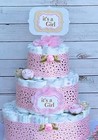 3 Tier It s A Girl Pink Gold Princess Diaper Cake Baby Shower Girl