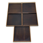 5 Vintage Mcm Lucite Square Stacking Brown Faux Wood Grain Drink Coasters 4x4