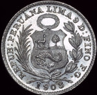 1908-fg Peru 1 2 Dinero Bu   Very Nice Silver