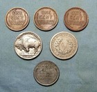 Lot Of  6 Old Us Coins Buffalo  Liberty Nickel  Steel Cent With 3 Wheat Lincolns