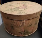 Large Vintage Hat Box Victorian Shabby Chic Flower Fabric Covered Excellent