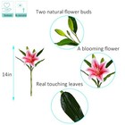  6pcs Tiger Lily Artificial Flowers Real Touch Fake Lilies With Stems Faux Pink