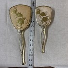 Vintage Vanity Hair Brush And Hand Mirror Floral 2 Piece Set Victorian Look