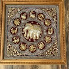 Vintage Burmese Thai Kalaga Tapestry Metallic Beaded Embroidery Elephant Framed