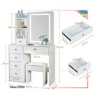Vanity Desk Makeup Dressing Table Set W  5 Drawers Sliding Mirror And Led Lights
