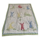 Pottery Barn Kids Crib Quilt Comforter   2 Shams Bunny Rabbit Reversible Green