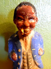 Vntg 1930 s Black Americana  Chalkware Bank Man In Suit W cigar Statue 17  High