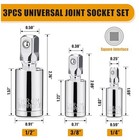 3pcs Universal Joint Socket Set  1 4    3 8    1 2    Drive Swivel Socket Adapter Set 