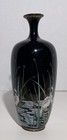 Cranes Egrets Heron Japanese Meiji Cloisonn   Silver Wire Vase Antique