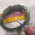 Vintage Green Marbled Bakelite Clamper Bracelet Carved Art Deco Hinged Bangle