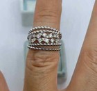 2ct Round Cut Real Moissanite Band Engagement Ring 14k White Gold Plated