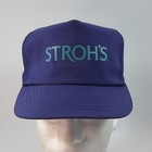 Vintage Strohs Beer Hat Cap Snap Back Youngan Trucker Spell Out Logo