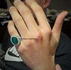 Magnificent Huge Cabochon Green 7 78ct Emerald   Lab-created 1 2ct Diamonds Ring