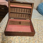 Vtg Handcrafted Wood Sewing Box No Nails  Spool Spindles  Pincushion  Inner Box