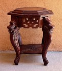 Antique Chinese Carved Wood Stand W  Dragons On 4 Legs  Open Work Rosewood 13 5 