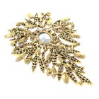 Antique Gold Tone Alloy Metal Extra Large Crystal Flower Brooch P1573-png
