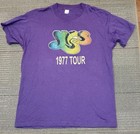 Vintage Yes Concert Purple Graphic T-shirt Size Xl  1977 Tour Decal Screen Stars
