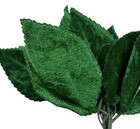 10 Vintage 1960   s Green Velvet Leaves On Wire Millinery Flower Crafts 3    Japan